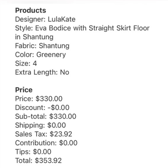 LulaKate Eva Bodice with Straight Skirt Floor Shantung Greenery Green Size 4 6 8 - Picture 13 of 16